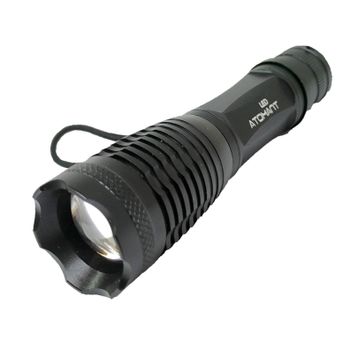 LED ATOMANT Linterna Policial LED Alta Potencia 1500 Lúmenes con Zoom Ajustable y Batería de Litio Recargable, Larga Duración, Incluye Caja de Transporte, Cargador, Adaptador para Pilas AA y Correa de