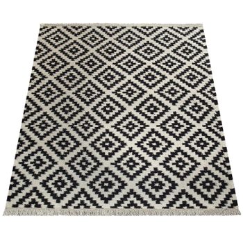 Alfombra de lana Kenolia negro-blanco  60x110 cm