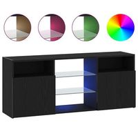 mueble de tv con luces led roble negro 120x30x50 cm vidaxl