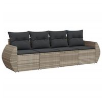 set de sofas de jardin 4 pzas y cojines ratan sintetico gris vidaxl