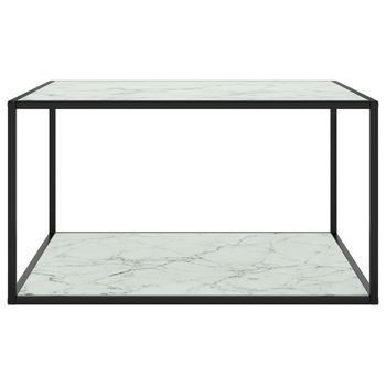 Mesa De Centro 90x90x50 Cm Vidrio Y Acero Con Recubrimiento En Polvo - Blanco