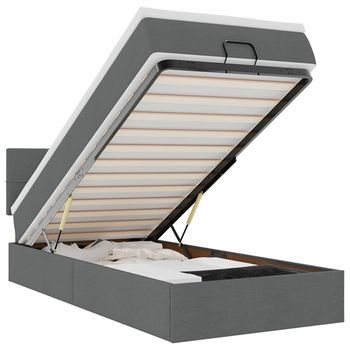 Cama Otomana Con Colchón Y Led Tela Gris Oscuro 90x200 Cm Vidaxl