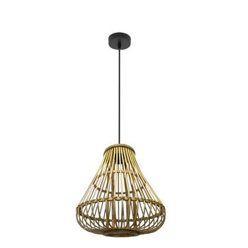 Lámpara de techo colgante Hormos Negro/bambu Natural 1xe27 35d