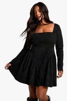 vestido plus skater de pana estilo mesonera negro