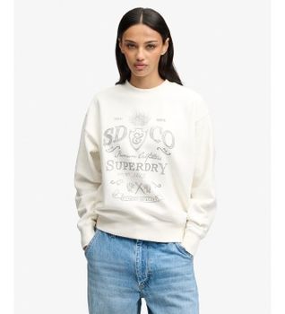 Superdry para mujer. W2012730A Sudadera Vintage Workwear blanco crema (XS), Casual, Algodón