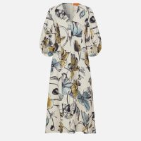 stine goya floral-print crepe midi dress - l