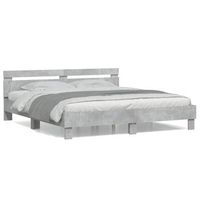 cama matrimonial  cama para adultos  cama con cabecero madera de ingenieria gris hormigon 180x200 cm