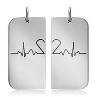 colgante para pareja heartbeat acero inoxidable