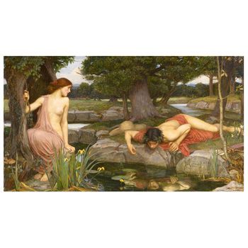 Legendarte - Cuadro Lienzo, Impresión Digital - Echo And Narcissus - John William Waterhouse - Decoración Pared Cm. 50x90