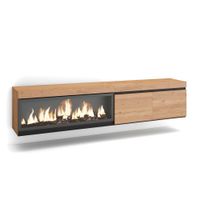 mueble tv efecto madera roble 208x35x45cm chimenea efecto fuego