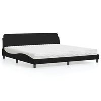 cama matrimonial  cama para adultos  cama con colchon cuero sintetico negro 200x200 cm cfw46738
