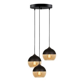 Lámpara De Techo Camini-mr-870 Miel Negro Metal Diámetro 45x116 Cm