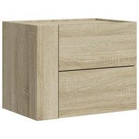 mesita de noche de pared con dos cajones 45 x 30 x 35 cm madera contrachapada color roble dec034287