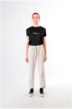 pantalón jogger rockero de terciopelo cream