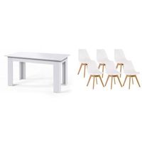 pack mesa fija de comedor o cocina blanco  6 sillas nordic blanco