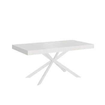 Mesa Extensible 80x160/244 Cm Plaker Fresno Blanco Patas Blanca