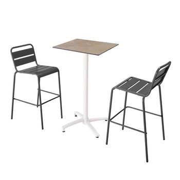 Mesa Alta De Mártaupe Beige Y 2 Sillas Altas Grises, Opéra - Oviala