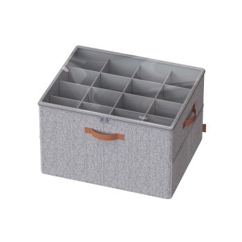 Organizador de zapatos con tapa y asas, Gris Paloma