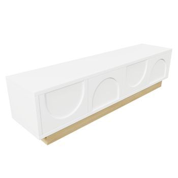 Mueble Tv Blanco Mate De 175x40x41,5 Cm Con Cuatro Puertas Semicirculares