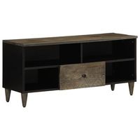 mueble de tv madera maciza de mango negro 100x33x46 cm vidaxl