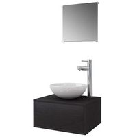 conjunto de 4 uds muebles de bano  armario de bano con lavabo y grifo negro