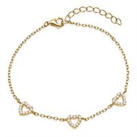 pulsera de filigrana corazones de plata 925 banada en oro