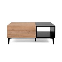 mesa de centro 1 cajon 100 cm - acabado madera clara y negro