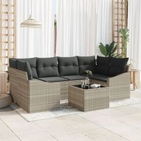 set de sofa de jardin set de 7 beige y gris oscuro ratan v5621 unico  gris
