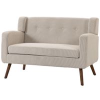 homcom sofa de 2 plazas 118 cm de pana con capitone y patas de madera   aosom espana