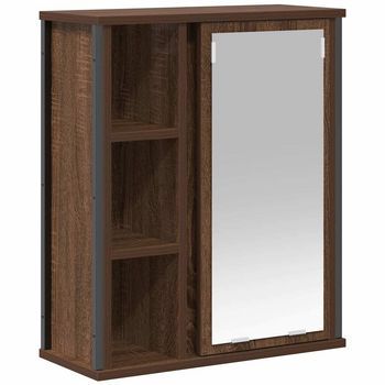 Mueble De Baño De Pared Con Espejo Roble Marrón 50x21x60 Cm Vidaxl