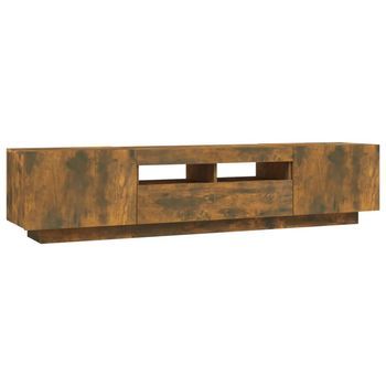 Set De Muebles Tv Con Leds 2 Pzas Contrachapada Roble Ahumado Vidaxl