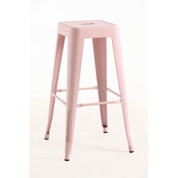 Pack 4 Taburetes Torix Altos 76 Cm De Acero Reforzado 76*30*30 Cm - Rosa Algodón De Azúcar
