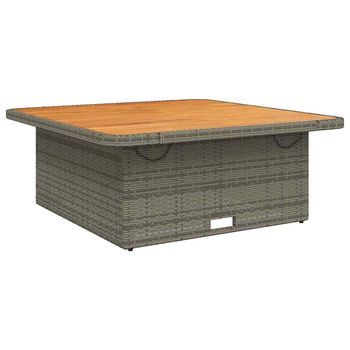 Mesa De Jardín | Mesa De Exterior Ratán Pe Y Madera Acacia Gris 110x110x71 Cm
