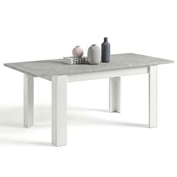 Mesa De Comedor Extensible 140-190x90 Cm Sira Blanco Artik (blanco Mate) - Gris Cemento 190 X 78 X 90 Cm