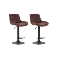 set de 2 taburetes de bar regulable en terciopelo marron