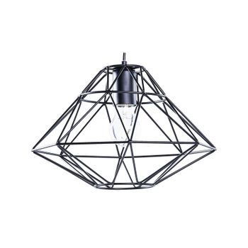 Lámpara Colgante 1 Luz Negra En Forma De Jaula De Alambre Metal Geométrico Guam