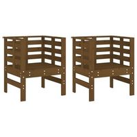 pack 2 uds sillas jardin  silla de exterior  sillon madera pino marron miel 615x53x71 cm