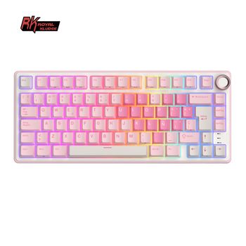 Teclado Mecánico RK Royal Kludge R75 en Inglés, 81 Teclas, Estructura de Junta Intercambiable en Caliente, RGB, Teclado para Juegos con Cable y Teclas PBT