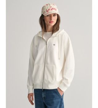 Gant para mujer. 4201412 Sudadera con capucha y cremallera Shield blanco (L), Casual, Algodón