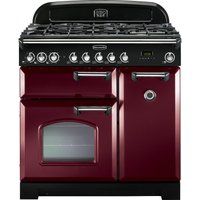 rangemaster classic deluxe 90 dual fuel range cooker - cranberry  chrome cranberry