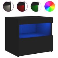 mesita de noche  mesa auxiliar  mesilla con luces led negro 50x40x45 cm