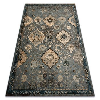 Alfombra De Lana Polonia Abrash Oriental, Flores Azul Claro 170x235 Cm