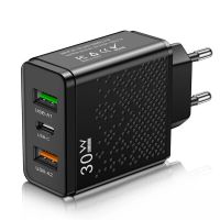 cargador pd de 3 puertos usb pd 2usb-ausb-c pd qc30 cargador de pared de carga rapida adaptador eu plug us plug para i