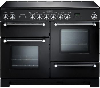 RANGEMASTER Kitchener 110 Electric Ceramic Range Cooker - Black & Chrome, Black
