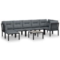 juego de muebles de jardin 8 piezas  mobiliario de jardin ratan sintetico negro y gris