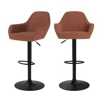 Set de 2 sillas de bar efecto lana rojo ladrillo 63/83 cm