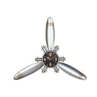 reloj pared metal 121x7x106 helice avion plateado  el mejor complemento para tu hogar