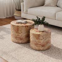 juego de 2 mesas de centro nido - mueble para salon - madera y mdf - natural 48x48x38cm