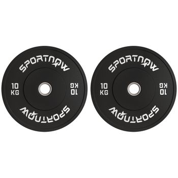 SPORTNOW Set de pesas olímpicas, 2 x 10 kg, estándar olímpico, goma, silencioso, negro