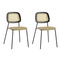 2 sillas de comedor de polipiel con respaldo cana beige